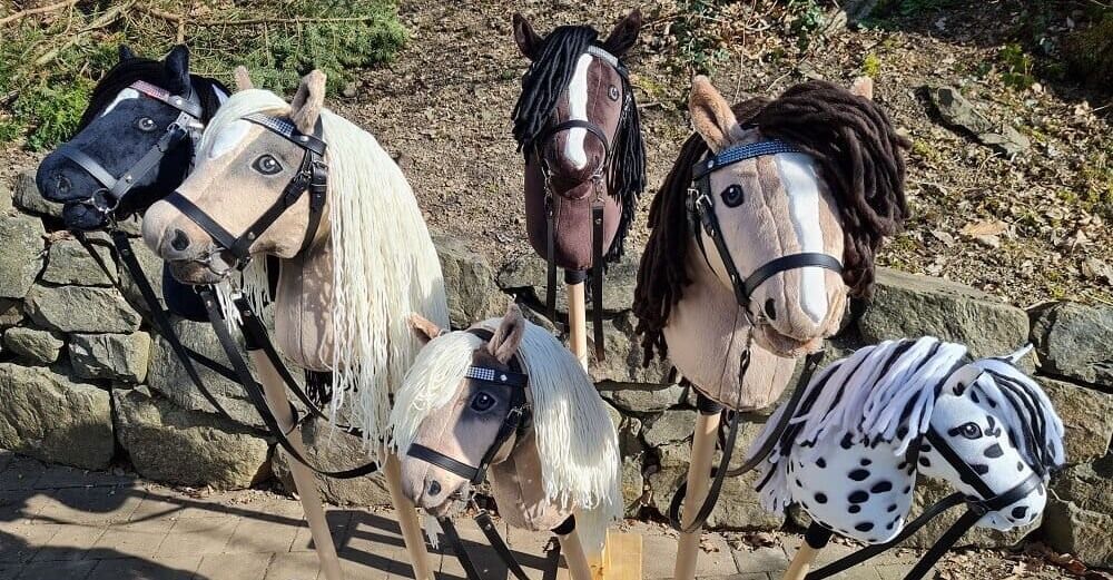 Verschiedenen Hobby Horses in unterschiedlichen Größen und Farben