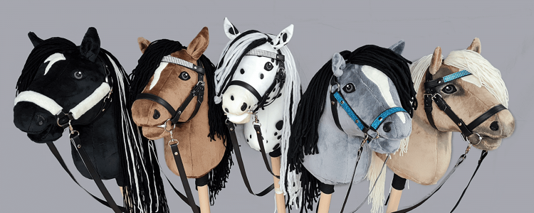 Fünf Hobby Horses nebeneinander